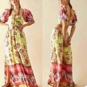 Free people Green and Red Floral romper